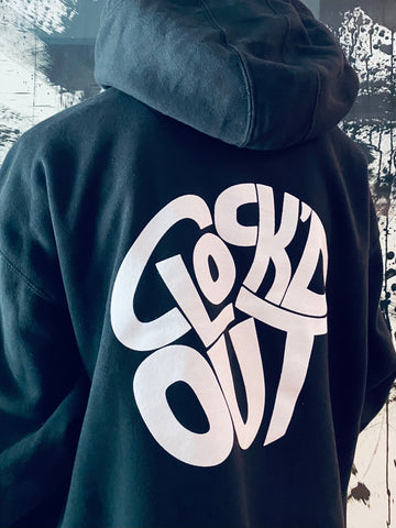 Black CLOCK'D OUT Lettering Hoodie (NOW 20% OFF)